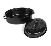 Russell Hobbs CW11491 Romano Vitreous Enamel Plat à Rôtir à Auto-Arrosage avec Couvercle, Cocotte Roaster Ovale pour Four, Acier Émaillé Vitrifié, 36 cm, Noir