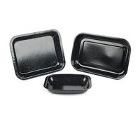 Russell Hobbs CW20701EU Romano Vitreous Enamel 3 Pièces Plats à Rôtir, Moule/Plateaux à Four Facile à Nettoyer, Résistant au Four Jusqu'à 230°C, Roasters en Acier Émaillé Vitrifié, 38/34/26 cm, Noir