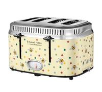 Russell Hobbs Emma Bridgewater 27250 Grille-pain à 4 tranches Motif abeilles et pois (compte à rebours qui indique le temps restant, fentes indépendantes et larges, fonction Lift & Look, 6 réglages de