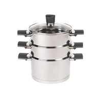 Russell Hobbs Excellence Collection 18 cm Cuiseur Vapeur en Acier Inoxydable, avec Couvercle, 3 Niveaux, Finition Miroir Polie, Compatible avec Plaques à Induction, Lavable Lave-Vaiselle, Argent