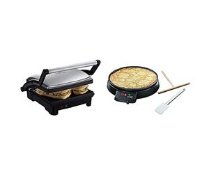 Russell Hobbs Grill 3en1, Cuisson Panini, Viande, Plancha Barbecue de Table, Grande Capacité - 17888-56 CookAtHome & Crêpière Familiale Diamètre 30cm pour Crêpe Party, Thermostat Réglable