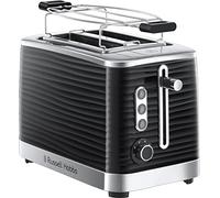 Russell Hobbs Grille-pain (2 Fentes Extra Large) Inspire noir (2 Tranches, structure brillante HQ, Tiroir à miettes, 6 niveaux de brunissage, décongélation et réchauffe-viennoiseries)Toaster 24371-56