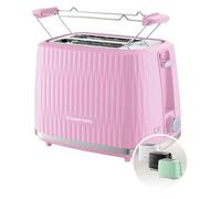 Russell Hobbs Grille-pain 2 fentes larges (6 niveaux de brunissage, surélévation, dégivrage, réchauffe-viennoiseries, arrêt auto., ramasse-miettes amovible, design texturé framboise) Eden 27372-56