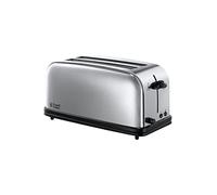 Russell Hobbs Grille Pain [2 Fentes longues 4 Toasts/ 2 Tranches baguette] Victory Acier Inox (6 Niveaux de Brunissage réglables, Surélévation,Décongèle,Réchauffe viennoiserie, 1600W) Toaster 23520-56