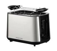 Russell Hobbs Grille-pain 2 fentes XL (6 niveaux de brunissage, surélévation, dégivrage, réchauffe-viennoiseries, arrêt auto., ramasse-miettes amovible, surface en acier inox. brossé) Heaton 27390-56