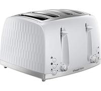 Russell Hobbs Grille-pain 4 tranches 26070 - Design nid d'abeille contemporain avec fentes extra larges et fonction de levage haute, blanc