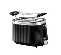 Russell Hobbs Grille pain [pour 2 tranches] Brontë Noir (6 réglages, finition mate, accents argentés, décongélation, réchauffage, surélévation, Lift & Look, support pour petits pains) 26760-56
