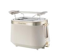 Russell Hobbs Grille pain [pour 2 tranches] Brontë Stone (6 réglages, finition beige mate, accents dorés, décongélation, réchauffage, surélévation, Lift et Look, support pour petits pains) 26761-56