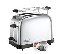 Russell Hobbs Grille Pain [Pour 2 Tranches] Chester (Fentes extra larges, Design en Inox ,Niveau de Brunissage réglable, Surélévation, Réchauffe viennoiserie, Ramasse miettes, 1670W) Toaster 23310-56
