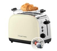 Russell Hobbs Grille pain [Pour 2 tranches] Colours Plus Inox crème (fentes extra larges, 6 niveaux de brunissage rapide, surélévation et contrôle, décongélation, réchauffage, 1600 W) Toaster 26551-56