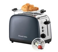 Russell Hobbs Grille-pain Colours Plus Inox gris, 2 tranches, fentes extra larges, 6 niveaux, 1600W