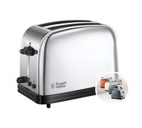 Russell Hobbs Grille Pain [Pour 2 Tranches] Victory Acier Inox (Fentes extra larges, 6 niveaux de Brunissage rapide, Décongèle & réchauffe viennoiserie, Ramasse miettes, 1670W) Toaster 23311-56