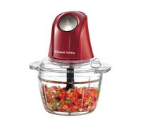 Russell Hobbs Mini hachoir électrique [Bol en verre avec couvercle] Blender Desire rouge (500 ml, mixeur polyvalent: fruits, légumes, viande, purée, compact, lames en acier inoxydable, 350 W) 27132-56