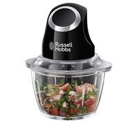 Russell Hobbs Mini Hachoir Electrique [Facile à Utiliser] Noir mat (500ml,Fonction 1 bouton, Blender universel Légumes fruits & viandes, Bol en verre 1 L, 200W, Lames Acier Inox Amovibles) 24662-56