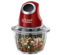 Russell Hobbs Mini hachoir électrique [Multifonction] Desire Rouge (pour légumes, fruits & viandes, un bouton de fonctionnement, bol en verre 500ml, lame en acier, couvercle de conservation) 24660-56