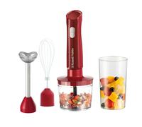 Russell Hobbs Mixeur plongeant [3 en 1 : mixeur, fouet, hachoir] Blender Rouge (bol 600 ml, smoothies, soupes, sauces, dips, lames en acier inoxydable, lavables au lave-vaisselle, sans BPA) 27142-56