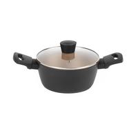 Russell Hobbs RH01670BEU7 Opulence Collection 24 cm Marmite en Aluminium Forgé, avec Couvercle en Verre, Revêtement Antiadhésive, Compatible Plaques à Induction et Ustensiles Métalliques, Noir/Or