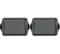 Russell Hobbs Pearlised Plat de Cuisson Rectangulaire 40cm, Plat à Four Avec Poignées Antidérapantes en Silicone, Plat Rôtissoire Anti-Adhésif en Acier Carbone, Sans PFOA, Passe au Four Jusqu'à 200°C