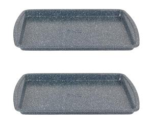Russell Hobbs Plaques de Cuisson Antiadhésives Nightfall Stone, Set de 2, Acier au Carbone, Résistance jusqu'à 220°C, Facile à Nettoyer, Idéal pour Cuisson au Four, Gâteaux, Tartes, Pâtisseries