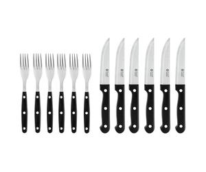 Russell Hobbs RH000431 Ménagère de 12 pièces - Service de table pour 6 personnes, couteaux à steak et fourchettes avec lames en acier inoxydable, ensemble de couteaux à steak dentelés, couteaux à