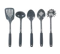 Russell Hobbs RH01401EU Nightfall Stone 5 Pièces Ustensiles de Cuisine, Spatule à Fentes, Louche, Trois Cuillères - à Fentes, à Pâtes et à Sauce, Acier Inoxydable Set d'accessoires