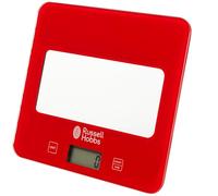 Russell Hobbs RH01571AR Balance de cuisine numérique, 5 kg max., mesures impériales/métriques, écran tactile, LCD, cuisine/pâtisserie, plateau en verre, piles incluses, garantie de 5 ans, rouge
