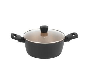 Russell Hobbs RH01670BEU7 Opulence Collection Non-Stick 24 cm Stockpot, Induction and Dishwasher Safe, Black and Gold, Stainless Steel