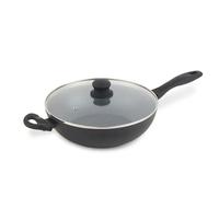 Russell Hobbs RH02812EU7 Wok avec couvercle antiadhésif, compatible plaques à induction, cuisson sans huile pour des repas sains, poignée ergonomique douce, Metallic Marble, aluminium forgé, 28 cm