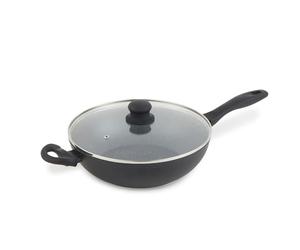 Russell Hobbs RH02812EU7 Wok avec couvercle antiadhésif, compatible plaques à induction, cuisson sans huile pour des repas sains, poignée ergonomique douce, Metallic Marble, aluminium forgé, 28 cm