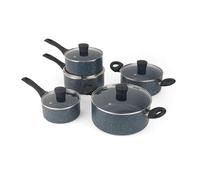 Russell Hobbs RH02818EU7 Nightfall Lot de 5 ustensiles antiadhésifs en pierre, couvercles en verre trempé, poignées douces, casseroles 16/18/20 cm, marmites 20/24 cm, plaque à induction, aluminium