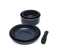 Russell Hobbs RH03319EU7 Smart Clip Lot De 5 Ensemble De Casseroles Et Poêles - Empilables, Céramique Antiadhésives, Avec Manche Amovible, Sans PFAS, Pour à l'induction Tables De Cuisson, Bleu Marine