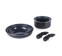 Russell Hobbs RH03321EU7 Smart Clip Lot De 8 Ensemble De Casseroles Et Poêles - Empilables, Céramique Antiadhésives, 2 Poignées Détachables, Coffre-fort pour table de cuisson à induction et four