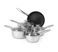 Russell Hobbs Set de Casseroles et Poêles en Acier Inoxydable Antiadhésif - 5 Pièces, 16/18/20 cm Casseroles, 14 cm Casserole à Lait, 24 cm Poêle à Frire, Compatible Induction, Lave-Vaisselle