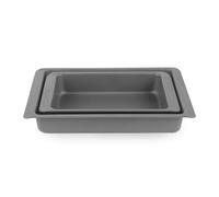 Russell Hobbs Shield Ensemble de 2 rôtissoires - Plaques à rôtir antiadhésives 32/38 cm, acier carbone durable, sans PFOA, résistant au four jusqu'à 220 °C, plaque de four profonde et durable, gris