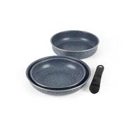 Russell Hobbs Smart Clip Ensemble de 3 Poêles - Poêles à Frire 22 & 26 cm, Sauté 24 cm, Manche Amovible Anti-Chaleur, Aluminium Pressé, Compatible Induction, Bleu