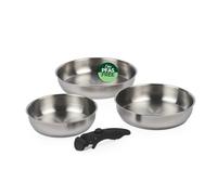 Russell Hobbs Smart Clip Set de poêles, 4 pièces, 20/24/28 cm | Inox, finition satinée, poignée amovible à clipser, empilable, four jusqu'à 200 °C, revêtement sans PFAS