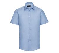Russell Manche Courte Entretien Facile Coton Mélange sur Mesure Chemise Oxford