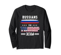 Russes for Trump 2024 Drapeau de la Russie Soutien patriotique Manche Longue