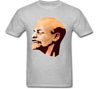 Russia Lenin T Shirt 3D Mosaic Character Graphic Men's Tees Cotton October Revolution Tops Grey M
