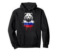 Russian Bear Head sur Drapeau Aquarelle Sweat à Capuche