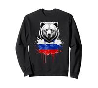 Russian Bear Head sur Drapeau Aquarelle Sweatshirt