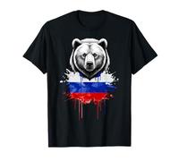 Russian Bear Head sur Drapeau Aquarelle T-Shirt