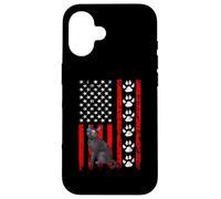 Russian Blue Cat 4th of July Patriotic American Flag Paws Coque pour iPhone 16