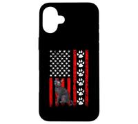 Russian Blue Cat 4th of July Patriotic American Flag Paws Coque pour iPhone 16 Plus