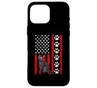 Russian Blue Cat 4th of July Patriotic American Flag Paws Coque pour iPhone 16 Pro Max