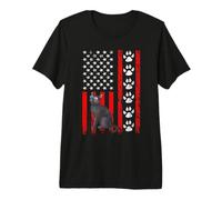 Russian Blue Cat 4th of July Patriotic American Flag Paws T-Shirt Haut de Gamme