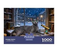Russian Blue Chats1000 Pieces Puzzle Cute Chats Cadeaux pour Femmes Et Hommes Jeu De Puzzle pour Toute La Famille 70x50cm/1000pcs