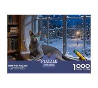 Russian Blue ChatsPuzzle 1000 Pièces Puzzle Cute Chats Cadeaux pour Femmes Et Hommes Jeu De Puzzle pour Toute La Famille 38x26cm/1000pcs