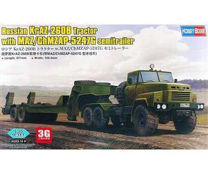 RUSSIAN KrAZ-260B Tractor w/ MAZ Semi Trailer - HOBBY BOSS 1/35 PLASTIC KIT