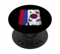 Russie Corée du Sud Demi Drapeau Russe Sud-Coréen Jersey PopSockets PopGrip Adhésif